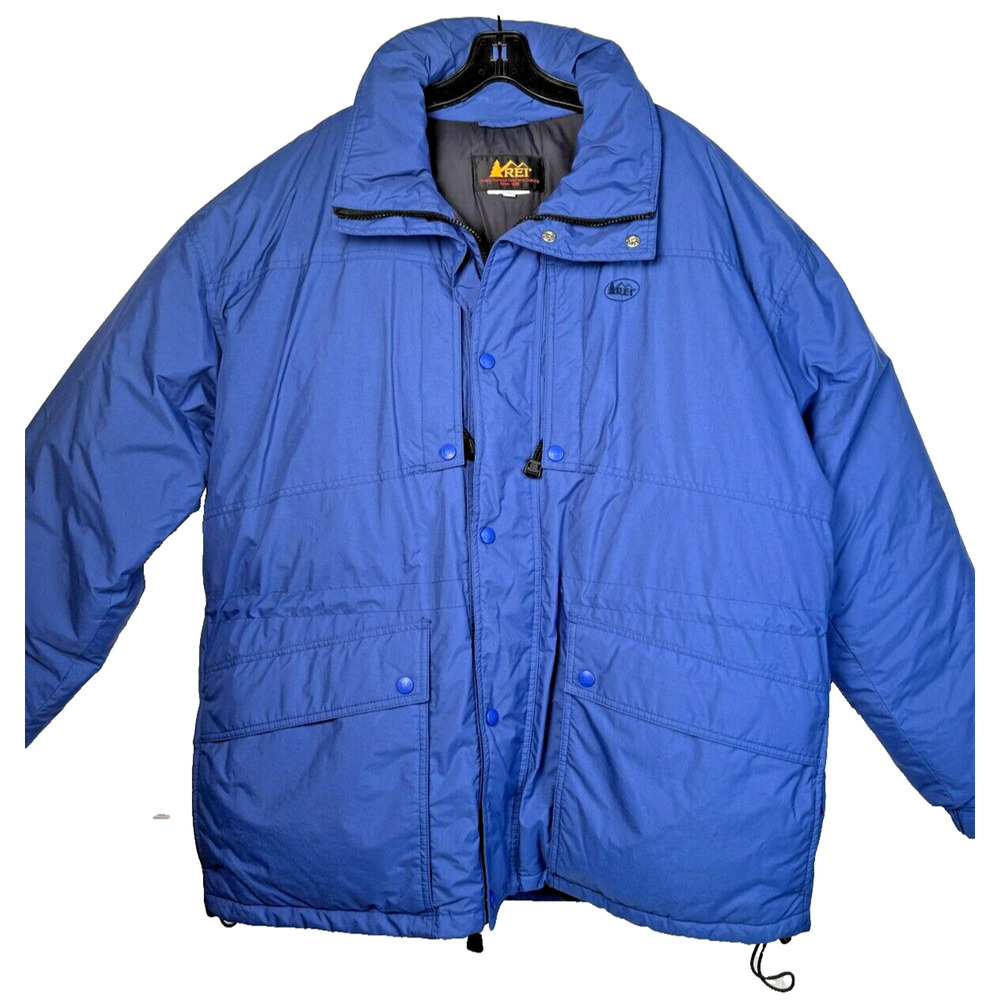 Vintage REI Goose Down Puffer Jacket Blue Mens Size Large Winter Zip